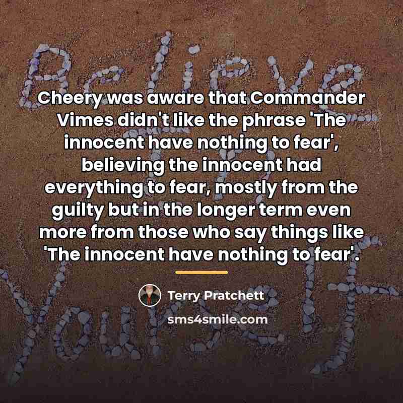 “Cheery was aware that Commander Vimes didn't like the phrase…” quote by Terry Pratchett