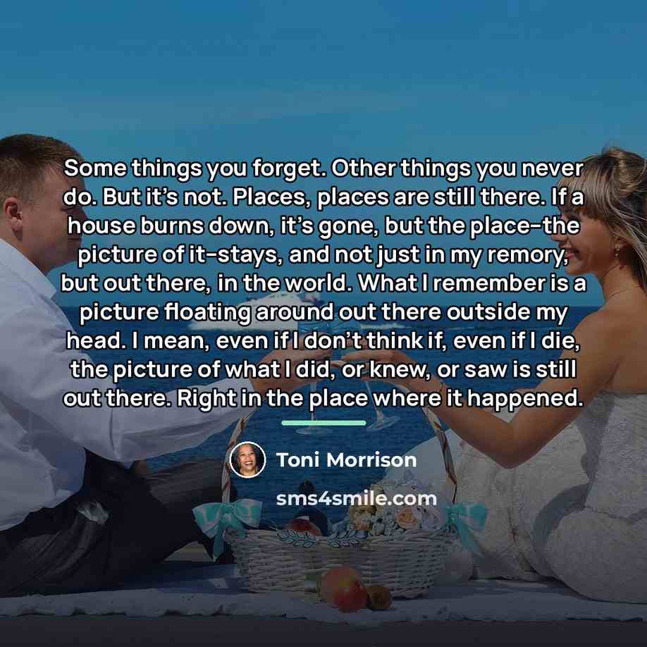 “Some things you forget. Other things you never do. But…” quote by Toni Morrison