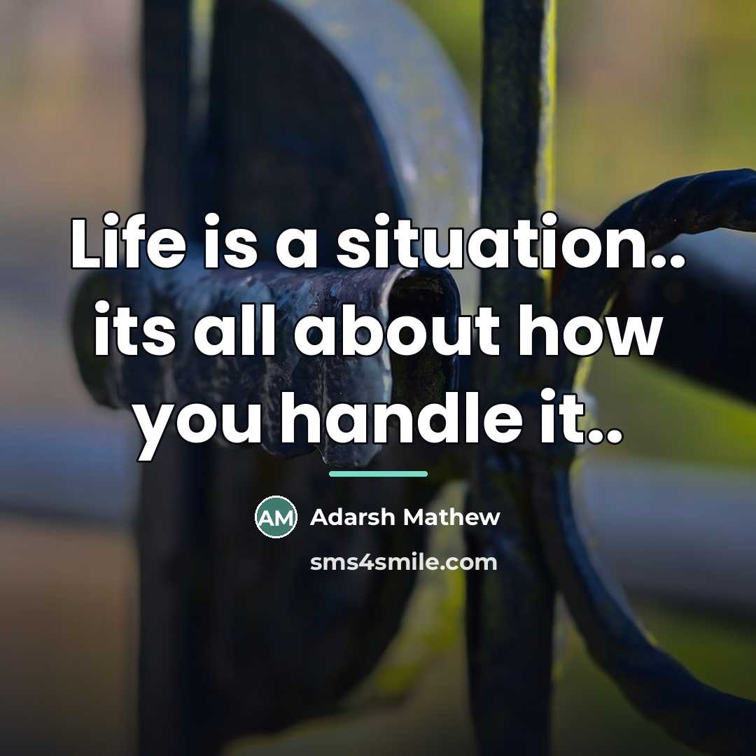 “Life is a situation.. its all about how you handle…” quote by Adarsh Mathew