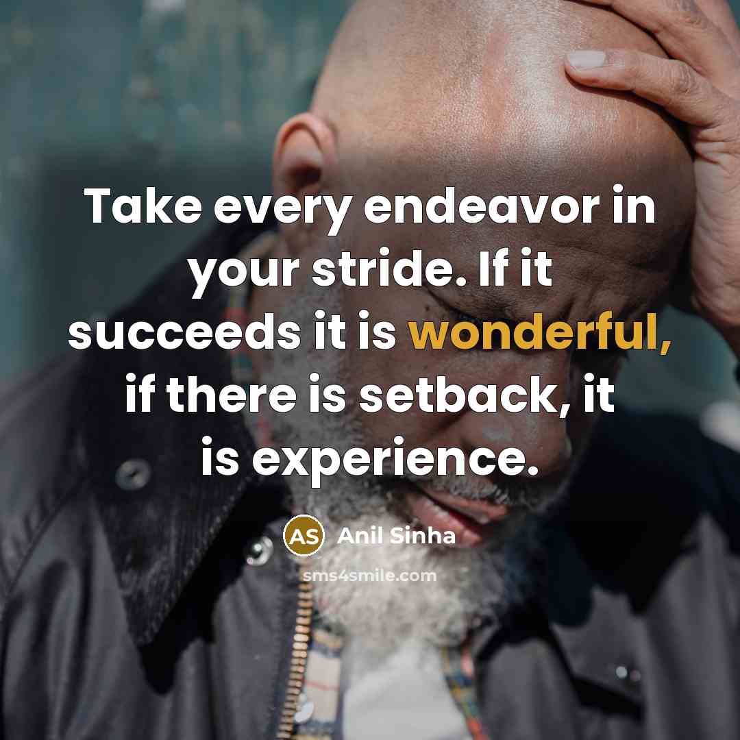 “Take every endeavor in your stride. If it succeeds it…” quote by Anil Sinha
