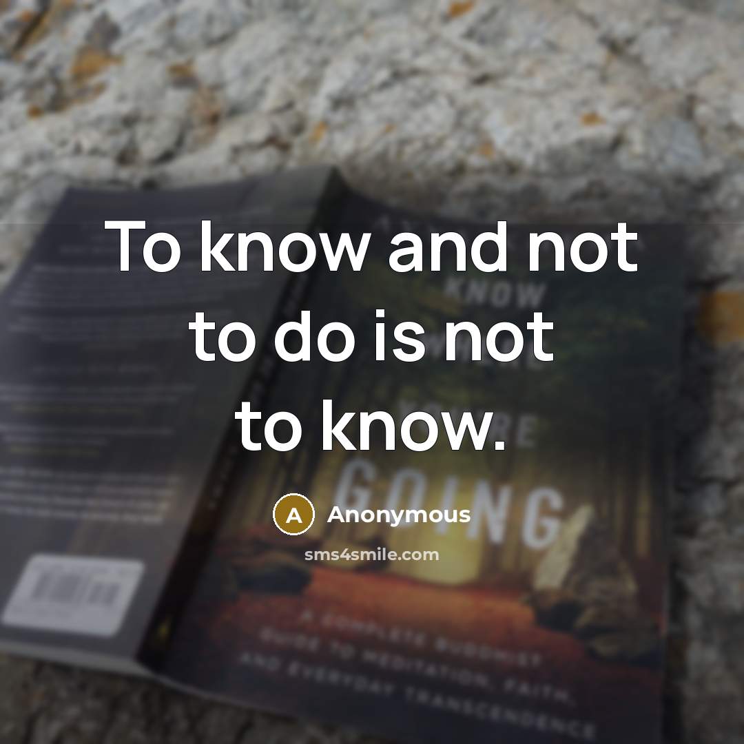“To know and not to do is not to know.…” quote by Anonymous