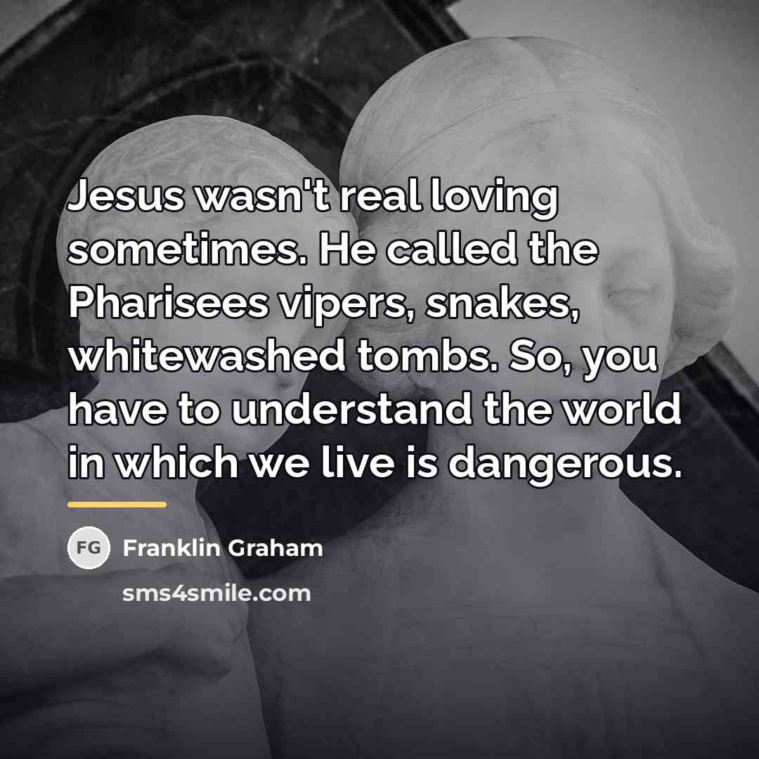 “Jesus wasn't real loving sometimes. He called the Pharisees vipers,…” quote by Franklin Graham