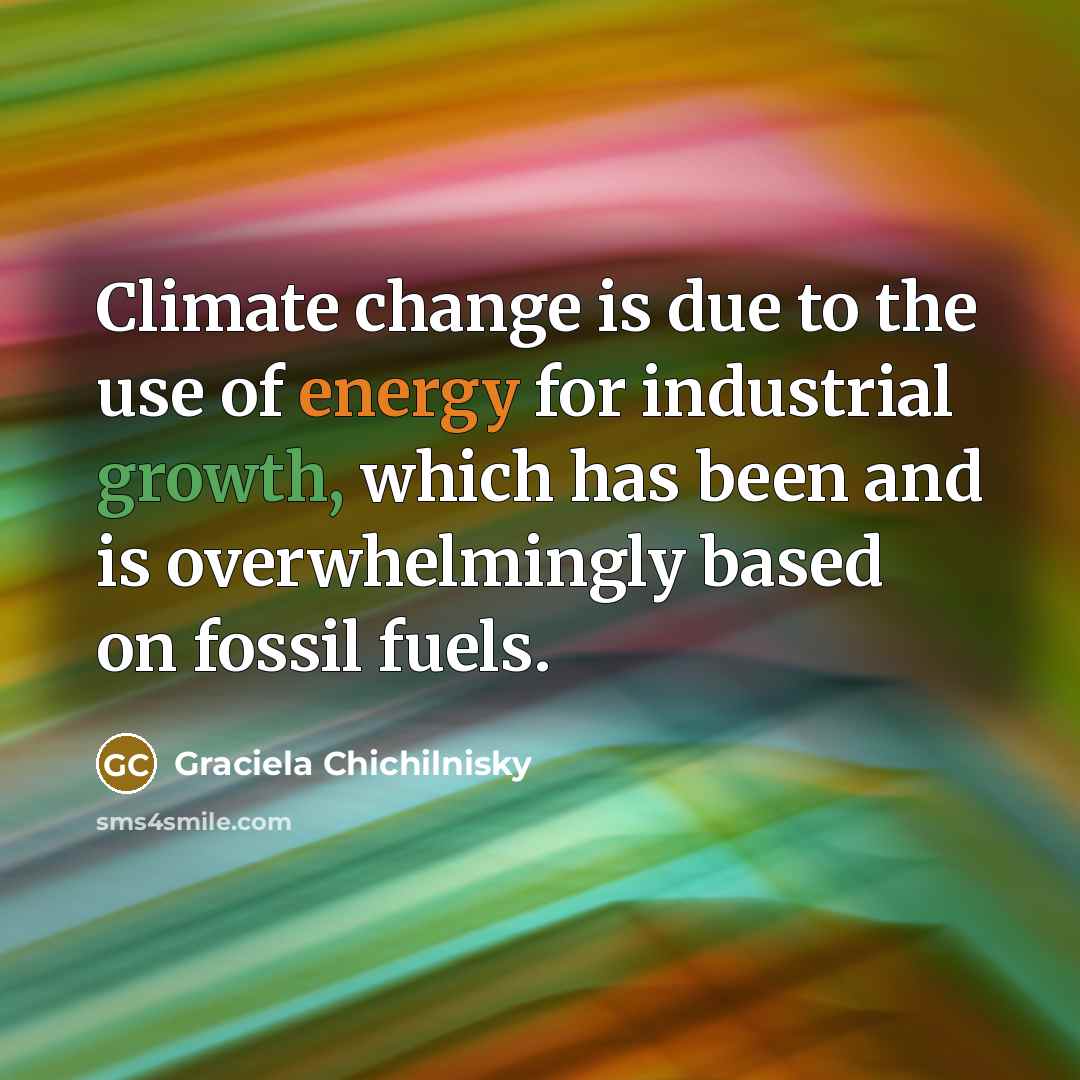 “Climate change is due to the use of energy for…” quote by Graciela Chichilnisky