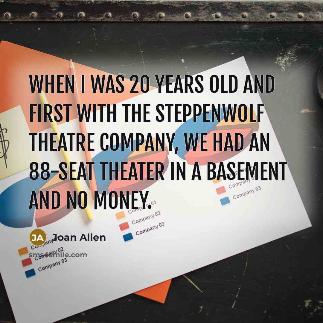 “When I was 20 years old and first with the…” quote by Joan Allen