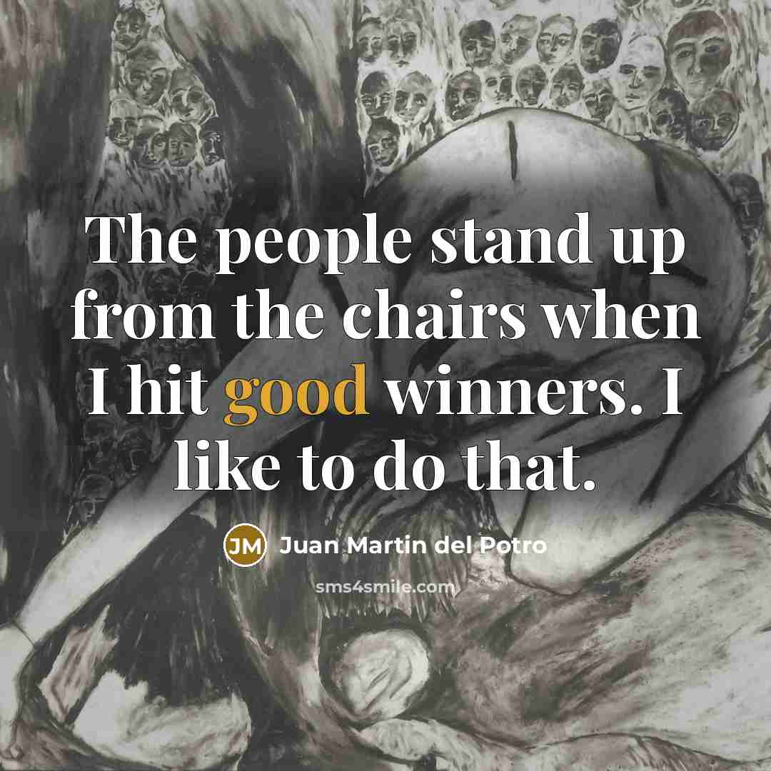 “The people stand up from the chairs when I hit…” quote by Juan Martin del Potro