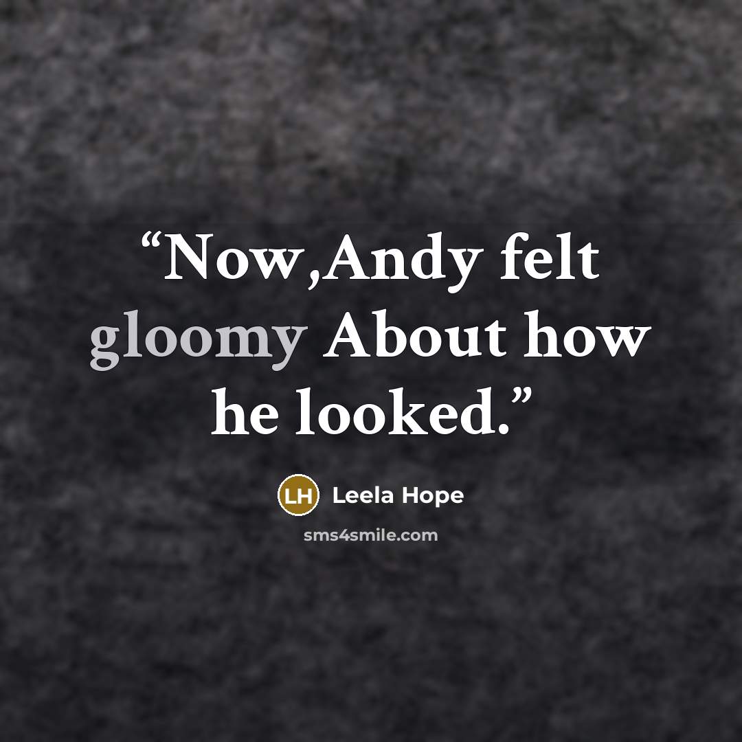 “Now,Andy felt gloomy About how he looked.” quote by Leela Hope