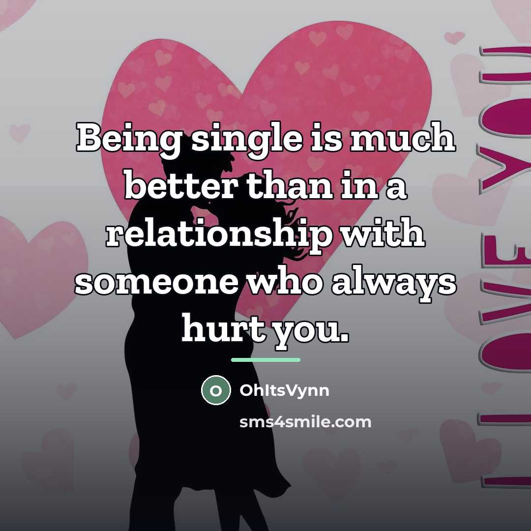 “Being single is much better than in a relationship with…” quote by OhItsVynn
