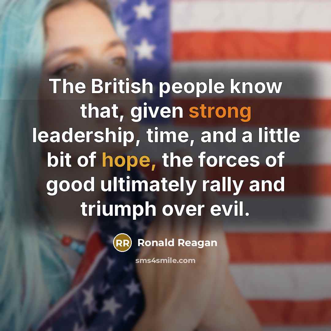 “The British people know that, given strong leadership, time, and…” quote by Ronald Reagan