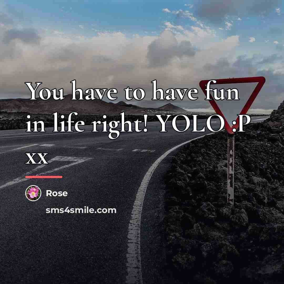“You have to have fun in life right! YOLO :P…” quote by Rose