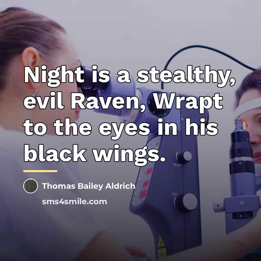 “Night is a stealthy, evil Raven, Wrapt to the eyes…” quote by Thomas Bailey Aldrich
