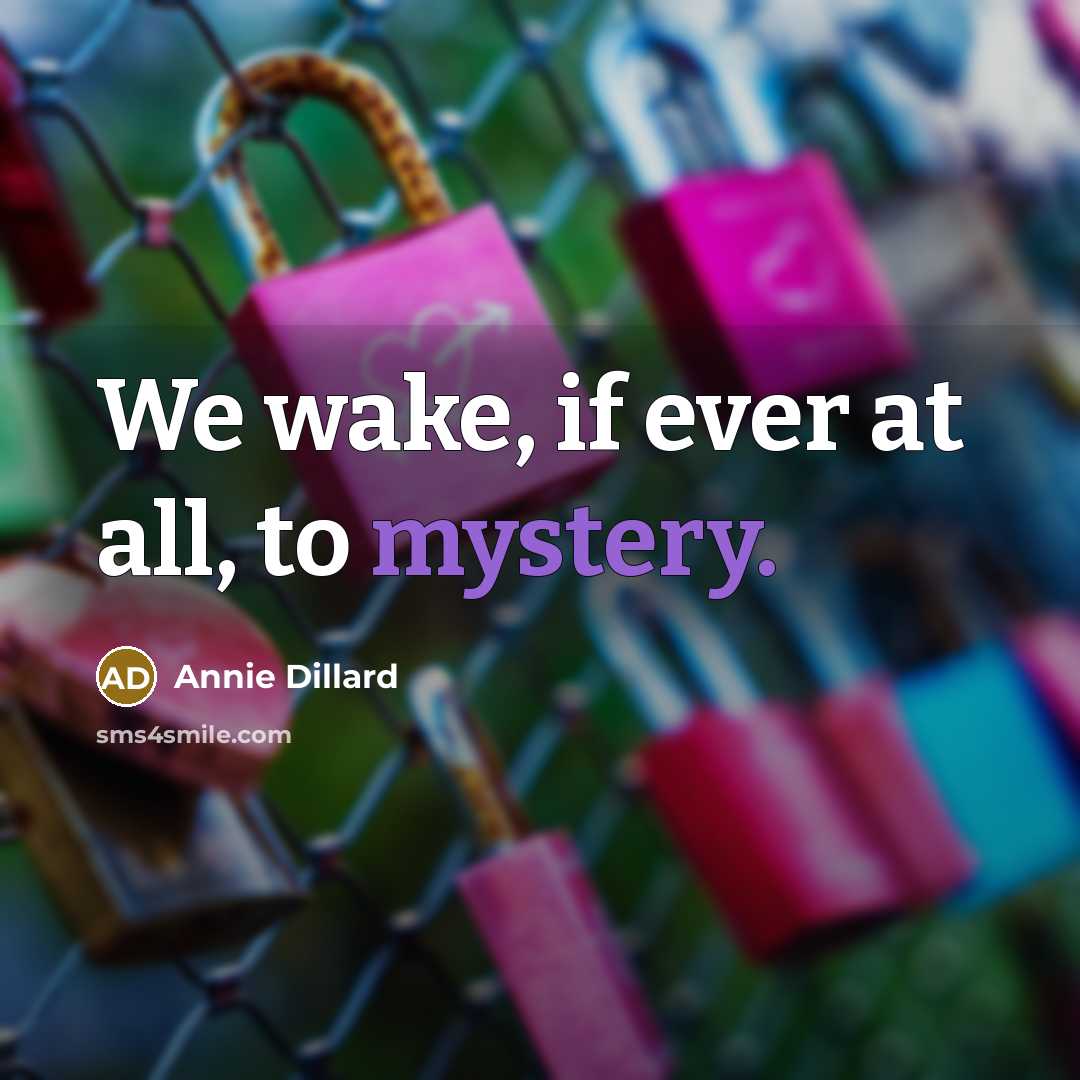 “We wake, if ever at all, to mystery.…” quote by Annie Dillard