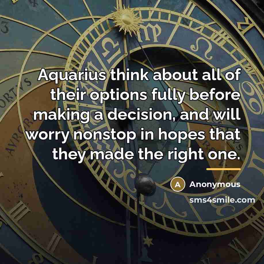 “Aquarius think about all of their options fully before making…” quote by Anonymous
