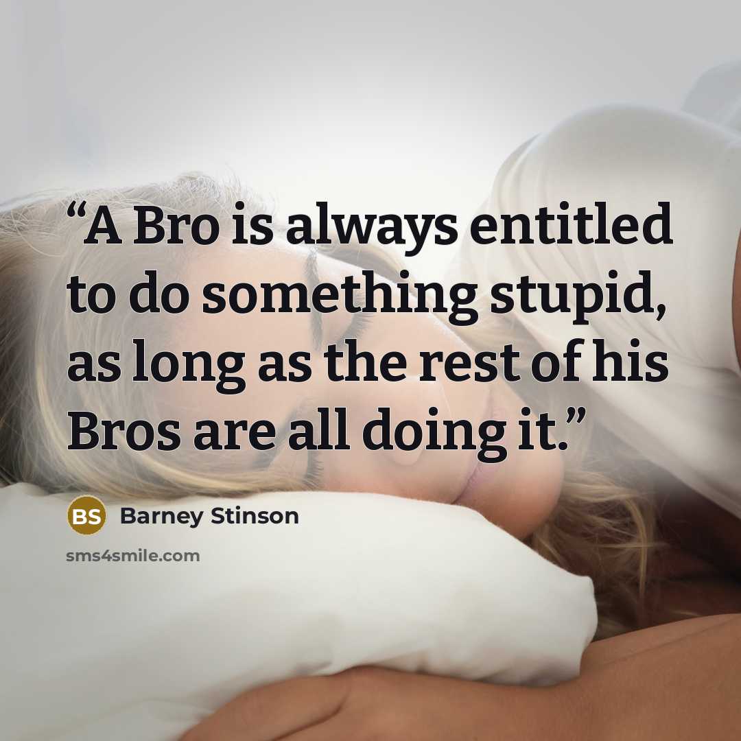 “A Bro is always entitled to do something stupid, as long as the rest of his Bros are all doing it.” quote by Barney Stinson