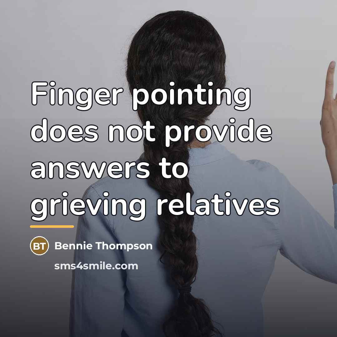 “Finger pointing does not provide answers to grieving relatives…” quote by Bennie Thompson