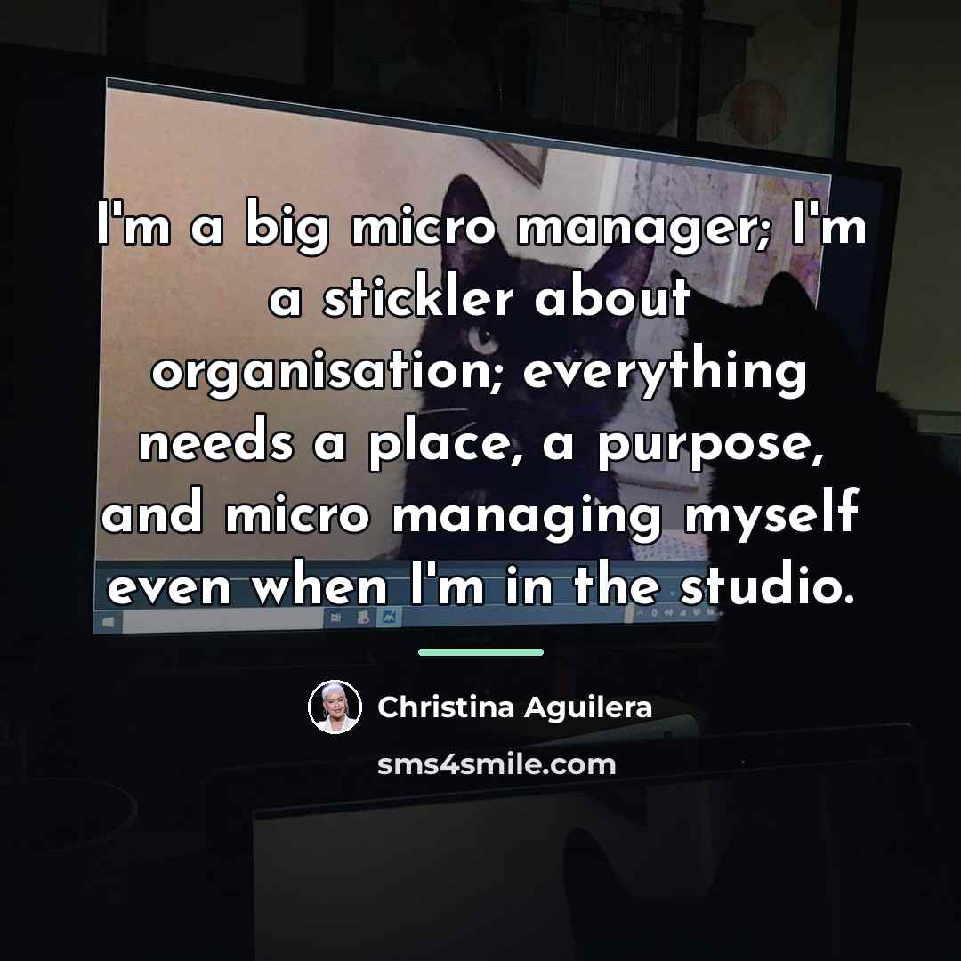 “I'm a big micro manager; I'm a stickler about organisation;…” quote by Christina Aguilera