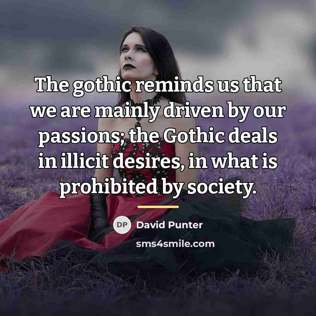 “The gothic reminds us that we are mainly driven by…” quote by David Punter