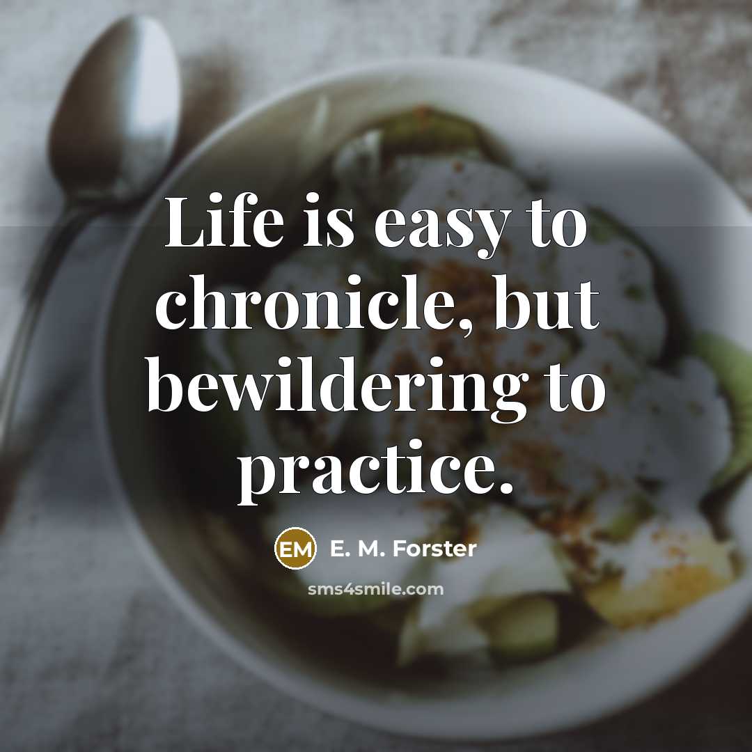 “Life is easy to chronicle, but bewildering to practice.…” quote by E. M. Forster