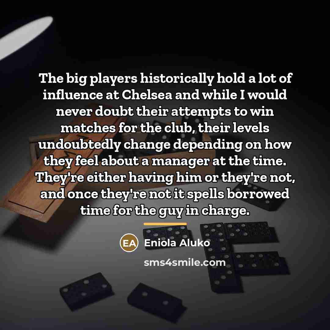 “The big players historically hold a lot of influence at…” quote by Eniola Aluko