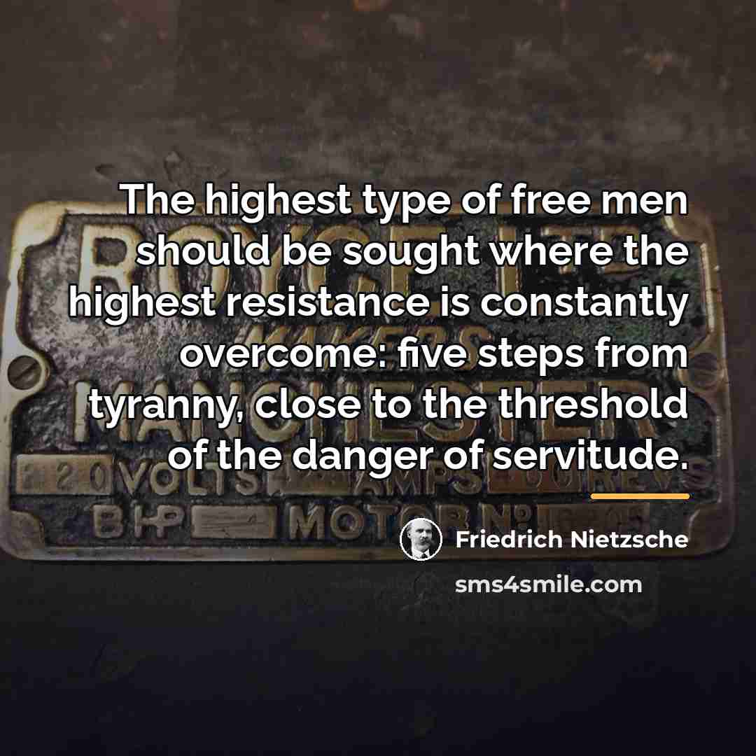 “The highest type of free men should be sought where…” quote by Friedrich Nietzsche