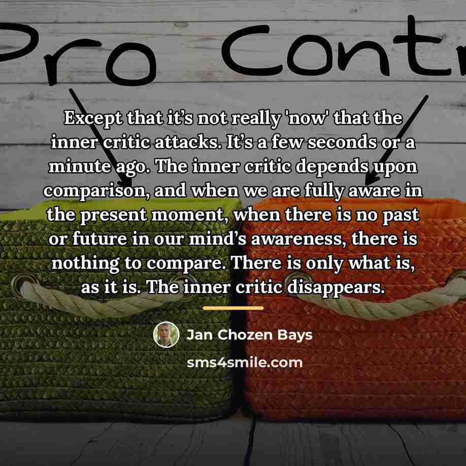 “Except that it’s not really 'now' that the inner critic…” quote by Jan Chozen Bays