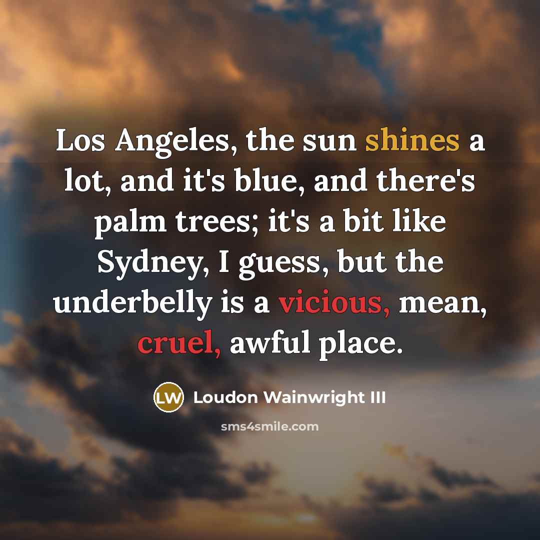 “Los Angeles, the sun shines a lot, and it's blue,…” quote by Loudon Wainwright III
