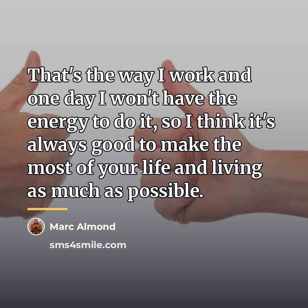 “That's the way I work and one day I won't…” quote by Marc Almond