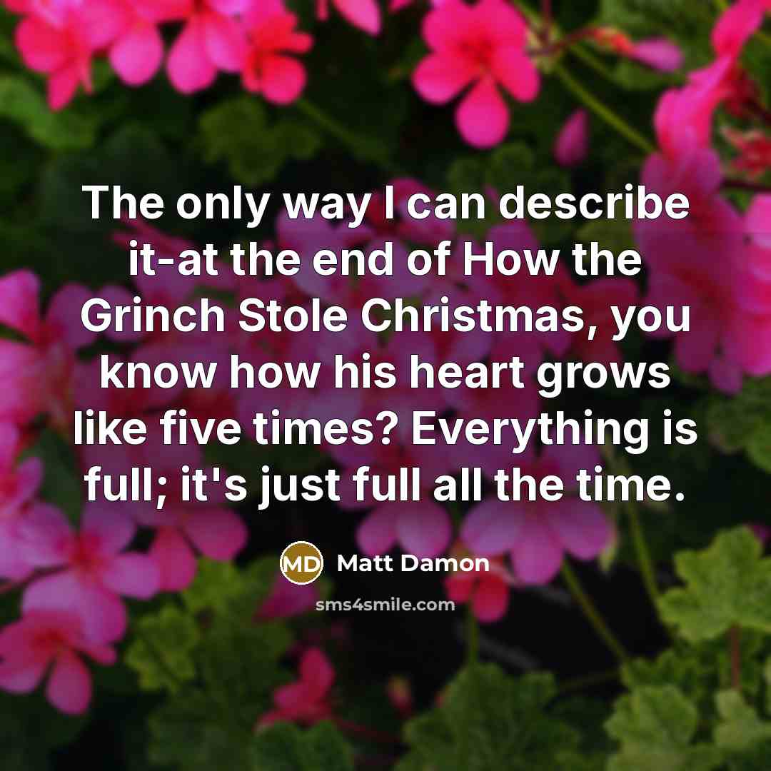 “The only way I can describe it-at the end of…” quote by Matt Damon