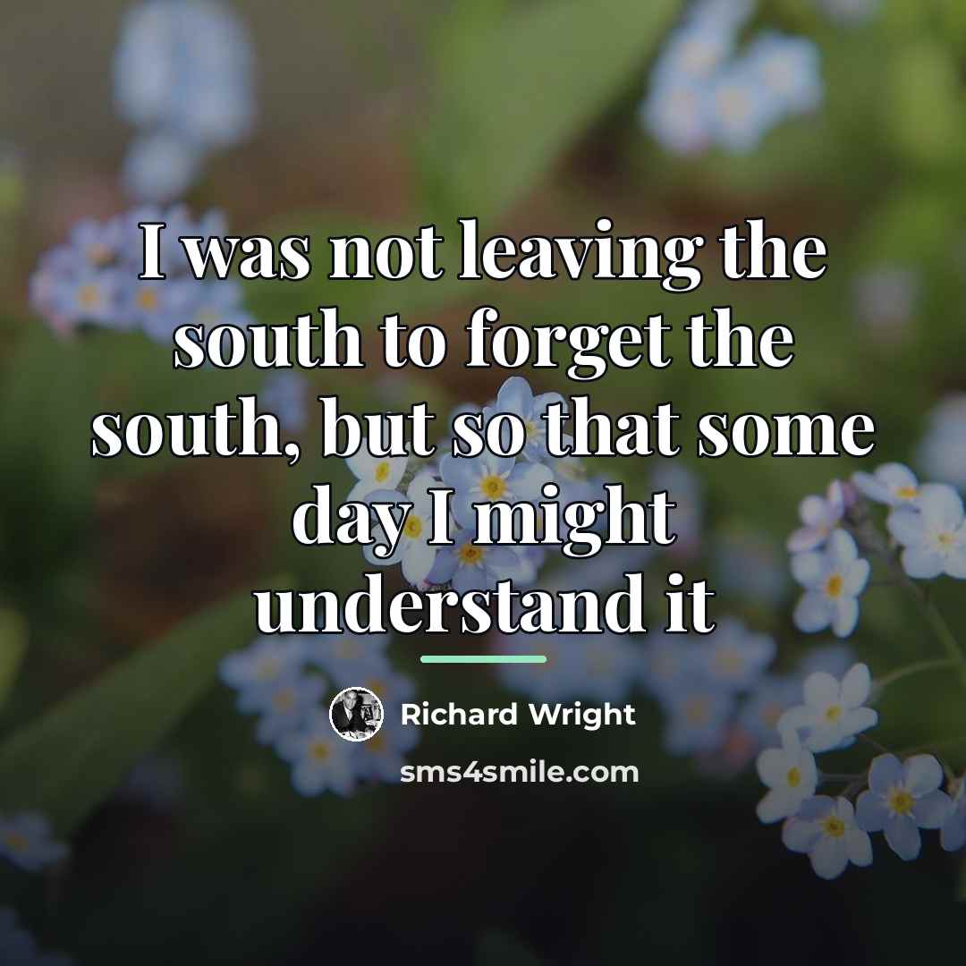 “I was not leaving the south to forget the south,…” quote by Richard Wright