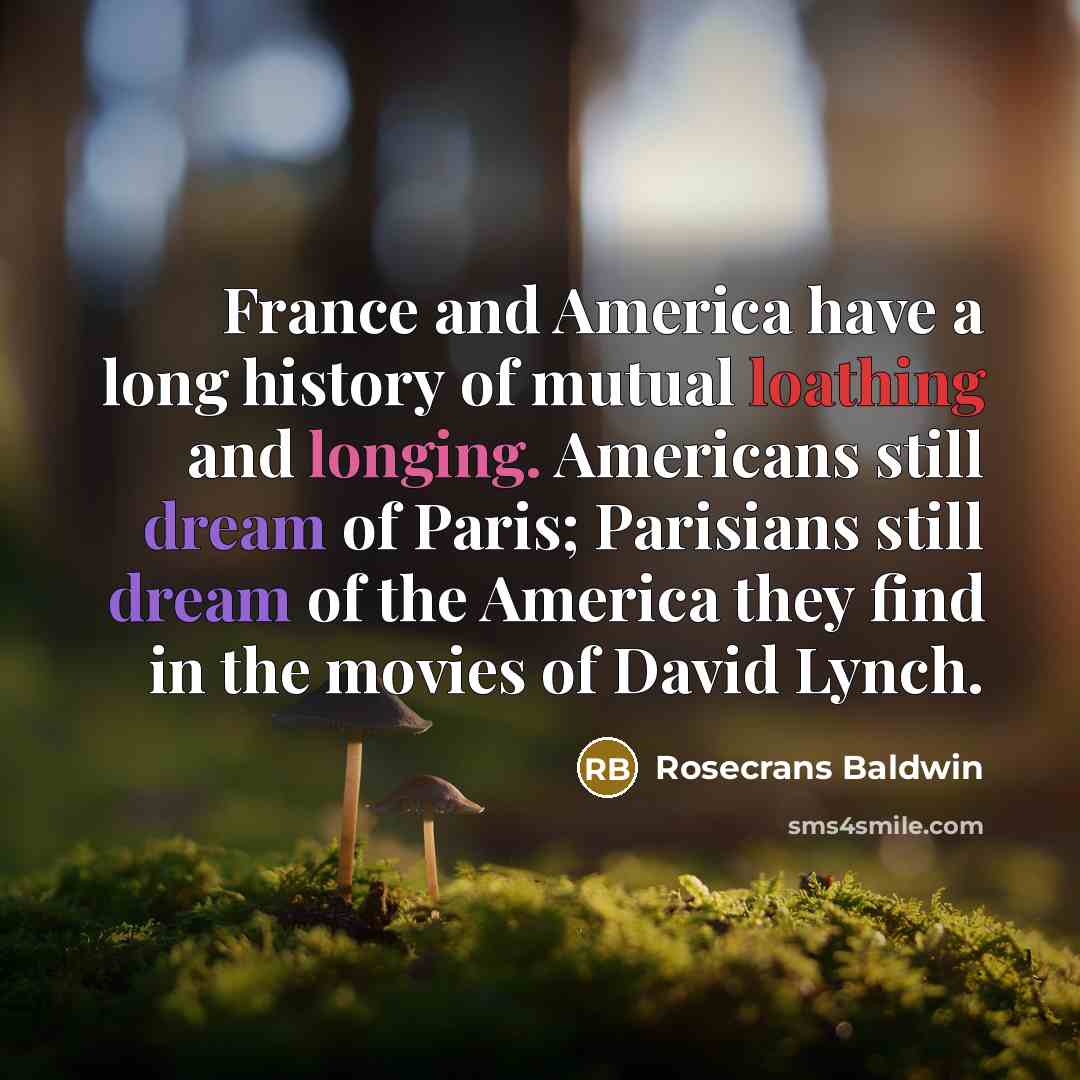 “France and America have a long history of mutual loathing…” quote by Rosecrans Baldwin