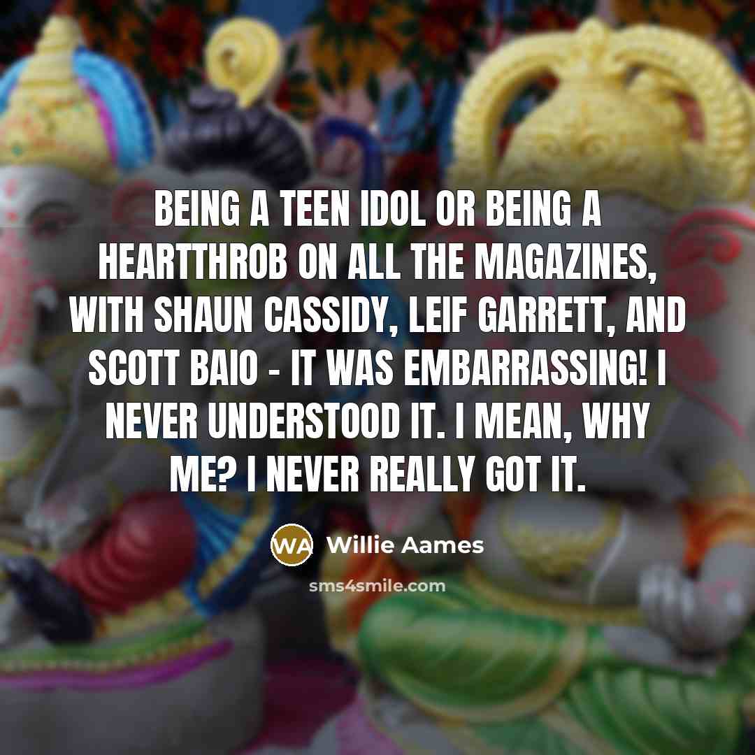 “Being a teen idol or being a heartthrob on all…” quote by Willie Aames
