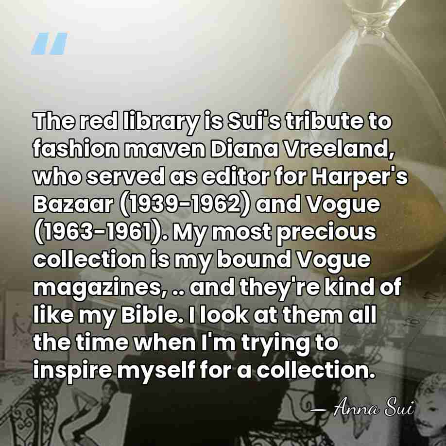 The red library is Sui's tribute to fashion maven Diana Vreeland, who&hellip; - Anna Sui