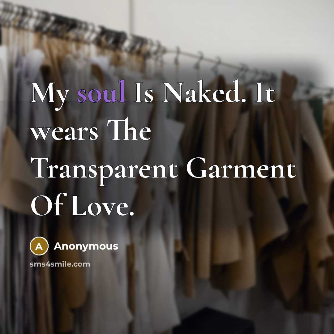 “My soul Is Naked. It wears The Transparent Garment Of…” quote by Anonymous