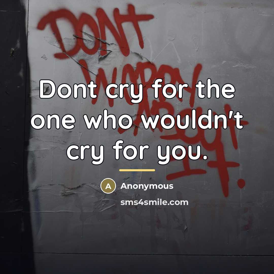 “Dont cry for the one who wouldn't cry for you.…” quote by Anonymous