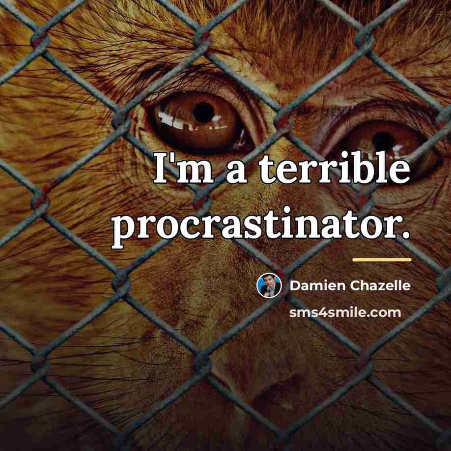 “I'm a terrible procrastinator.…” quote by Damien Chazelle