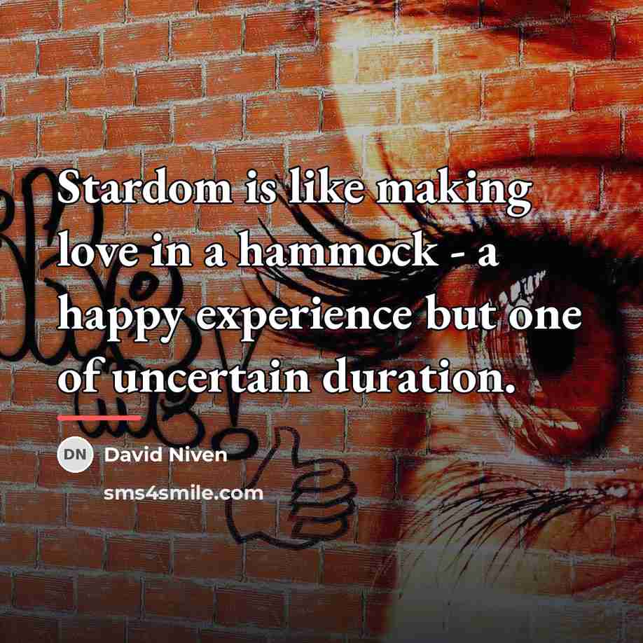 “Stardom is like making love in a hammock - a…” quote by David Niven