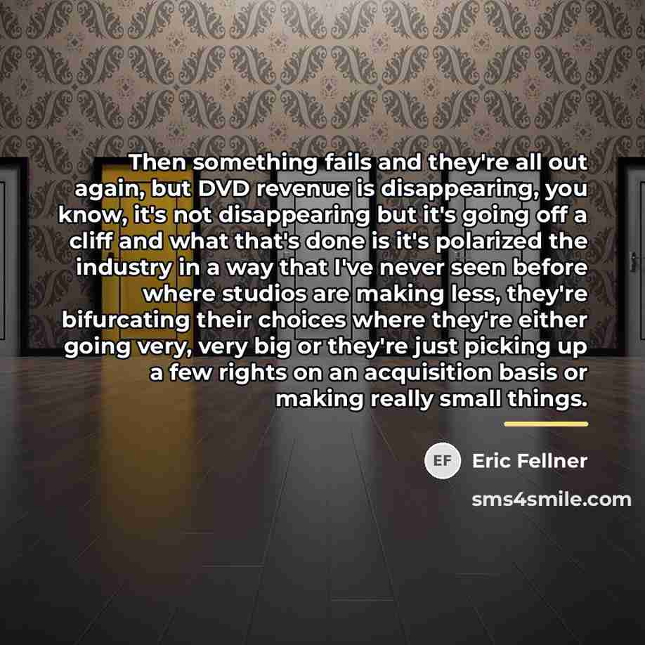 “Then something fails and they're all out again, but DVD…” quote by Eric Fellner
