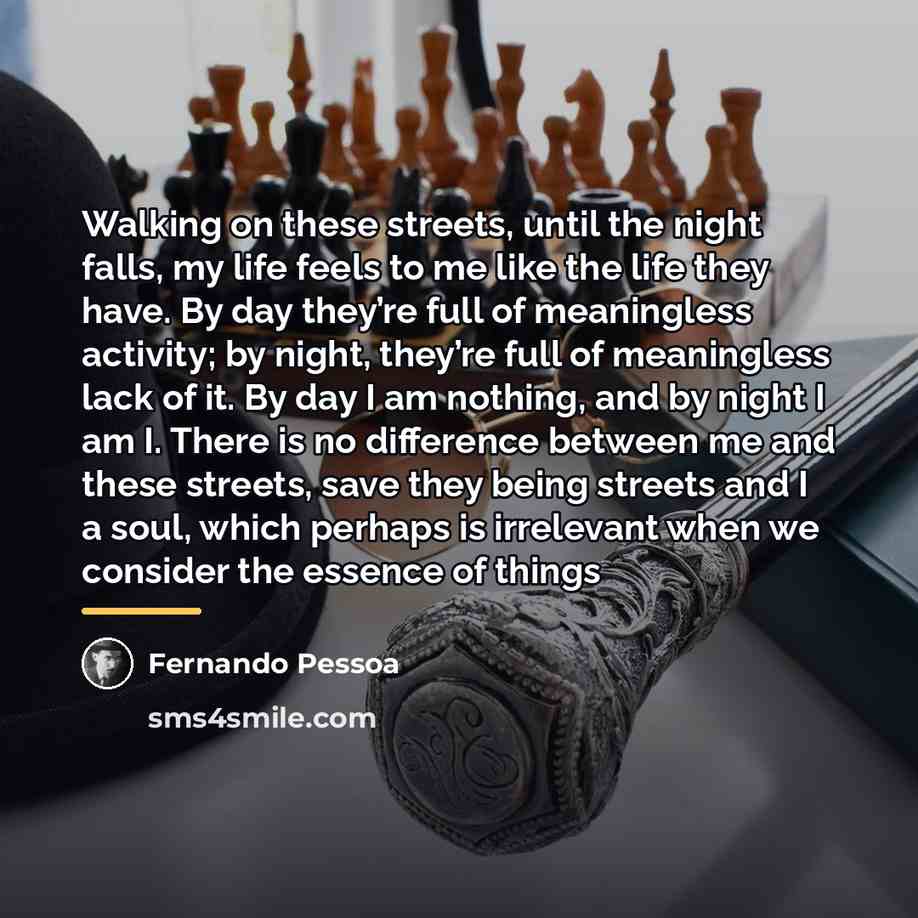 “Walking on these streets, until the night falls, my life…” quote by Fernando Pessoa