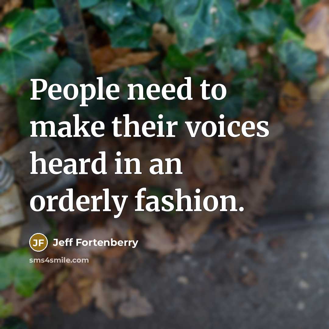 “People need to make their voices heard in an orderly…” quote by Jeff Fortenberry