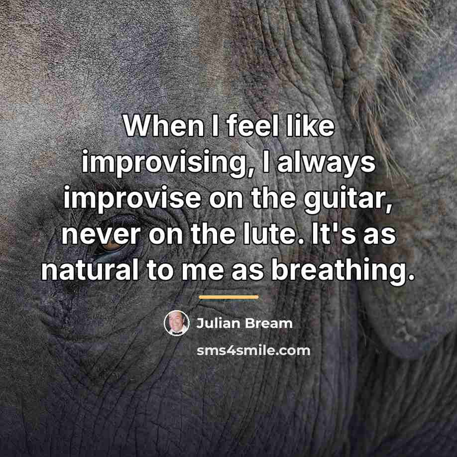 “When I feel like improvising, I always improvise on the…” quote by Julian Bream