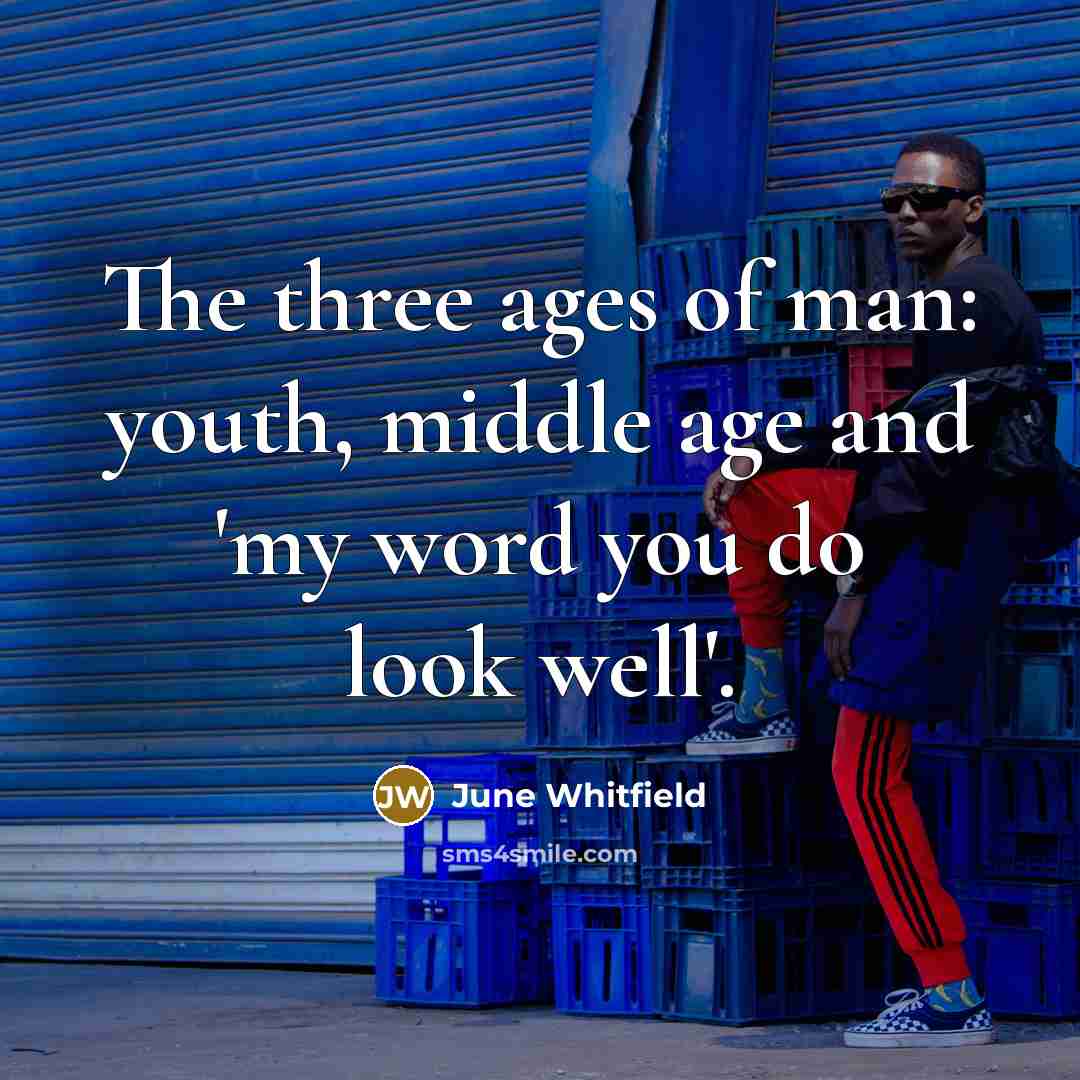 “The three ages of man: youth, middle age and 'my…” quote by June Whitfield