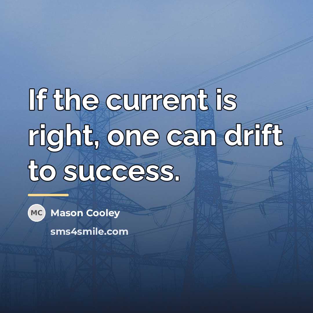 “If the current is right, one can drift to success.…” quote by Mason Cooley