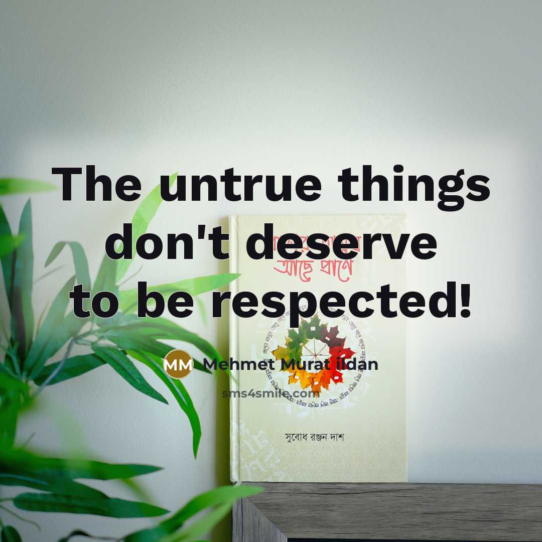 “The untrue things don't deserve to be respected!…” quote by Mehmet Murat Ildan