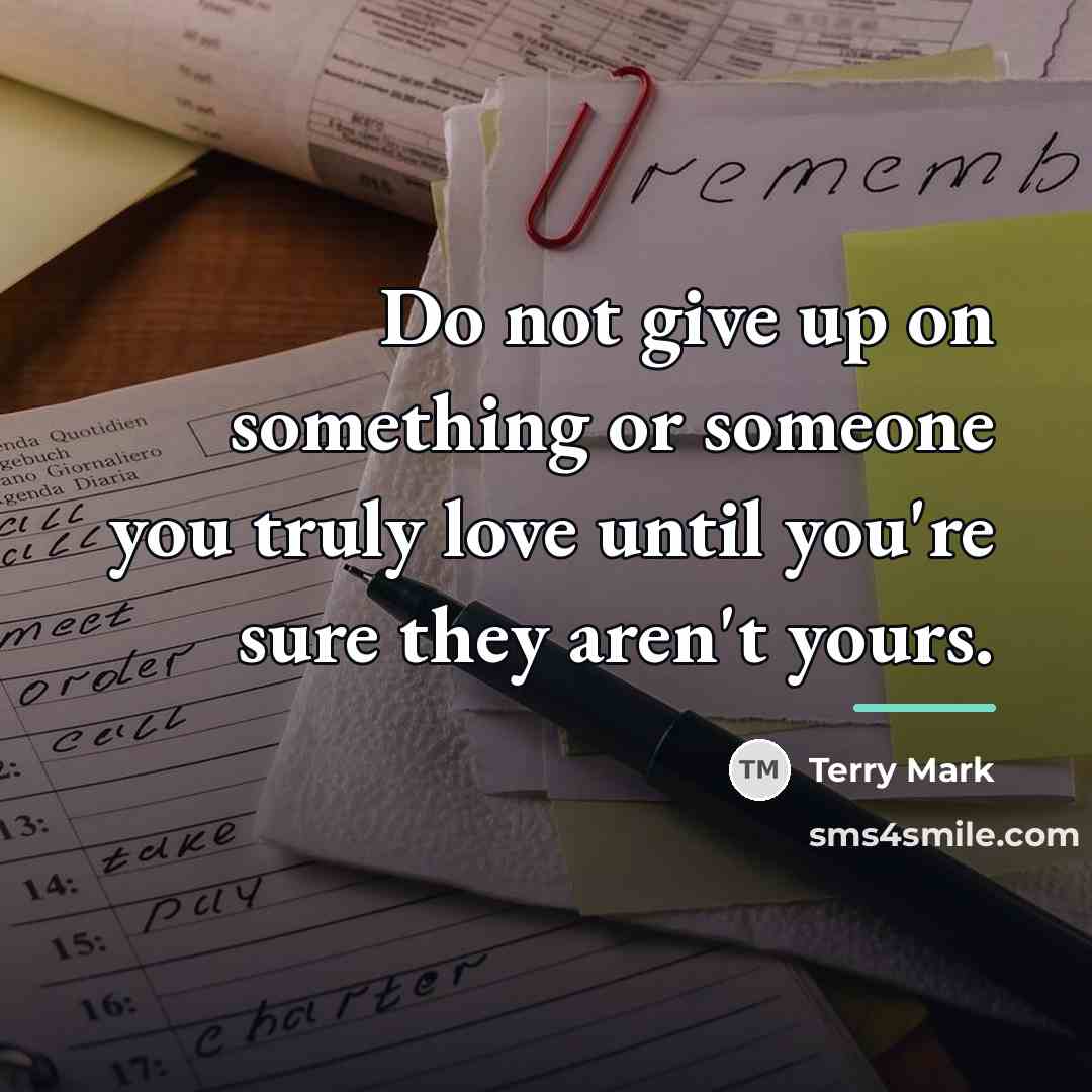“Do not give up on something or someone you truly…” quote by Terry Mark