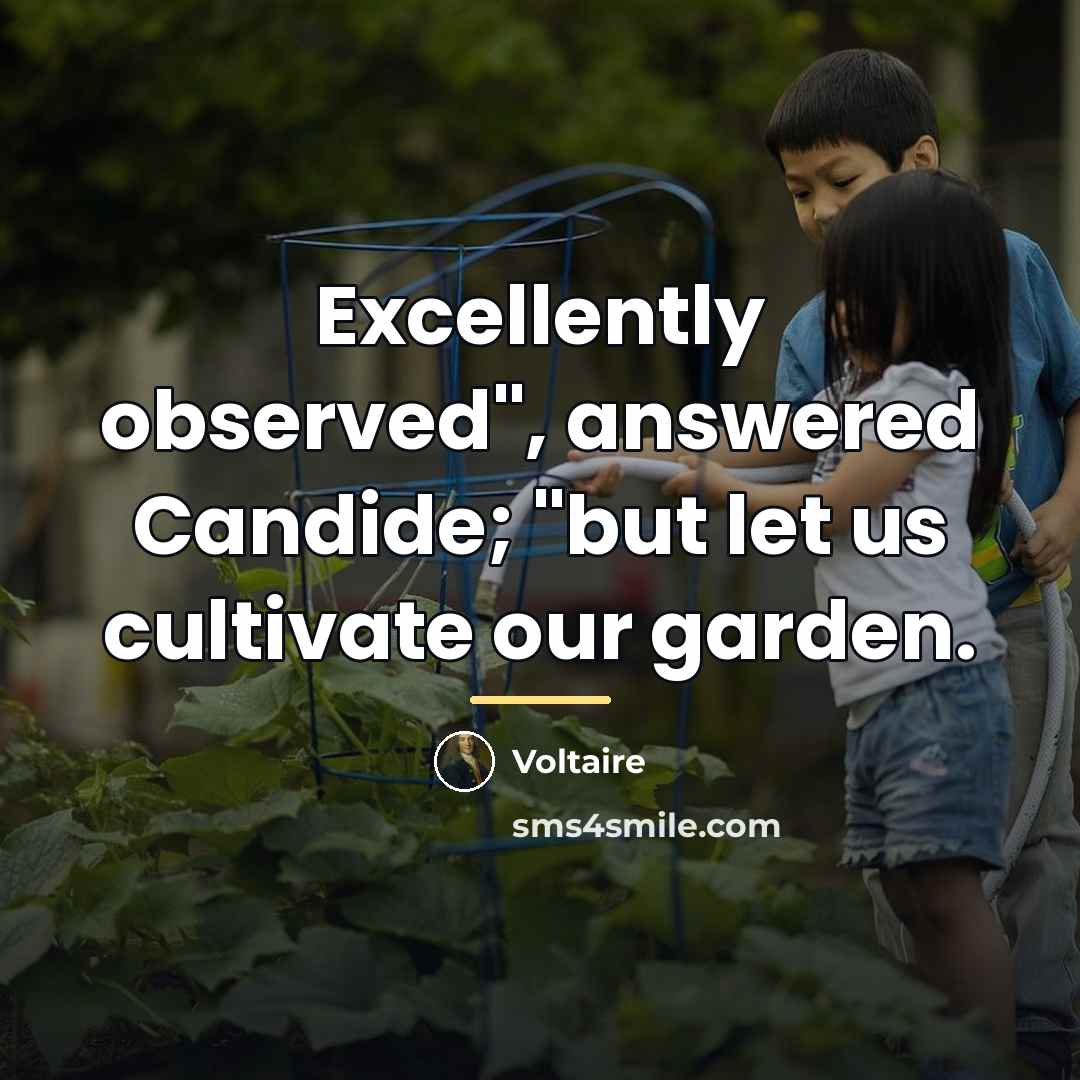 “Excellently observed", answered Candide; "but let us cultivate our garden.…” quote by Voltaire
