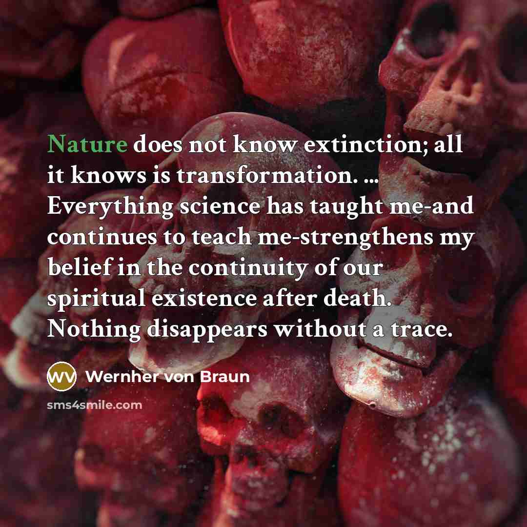 “Nature does not know extinction; all it knows is transformation.…” quote by Wernher von Braun