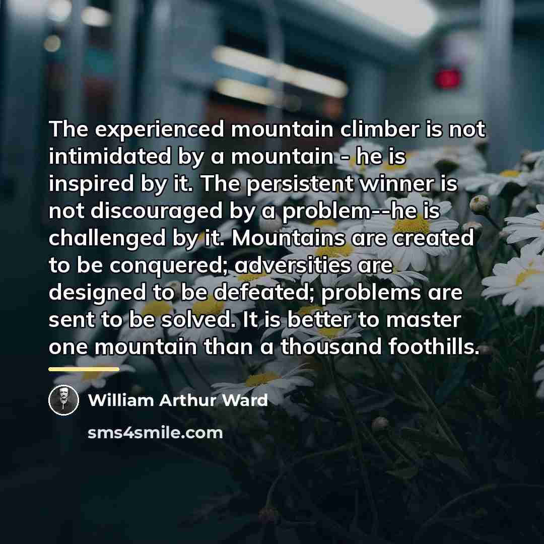 “The experienced mountain climber is not intimidated by a mountain…” quote by William Arthur Ward