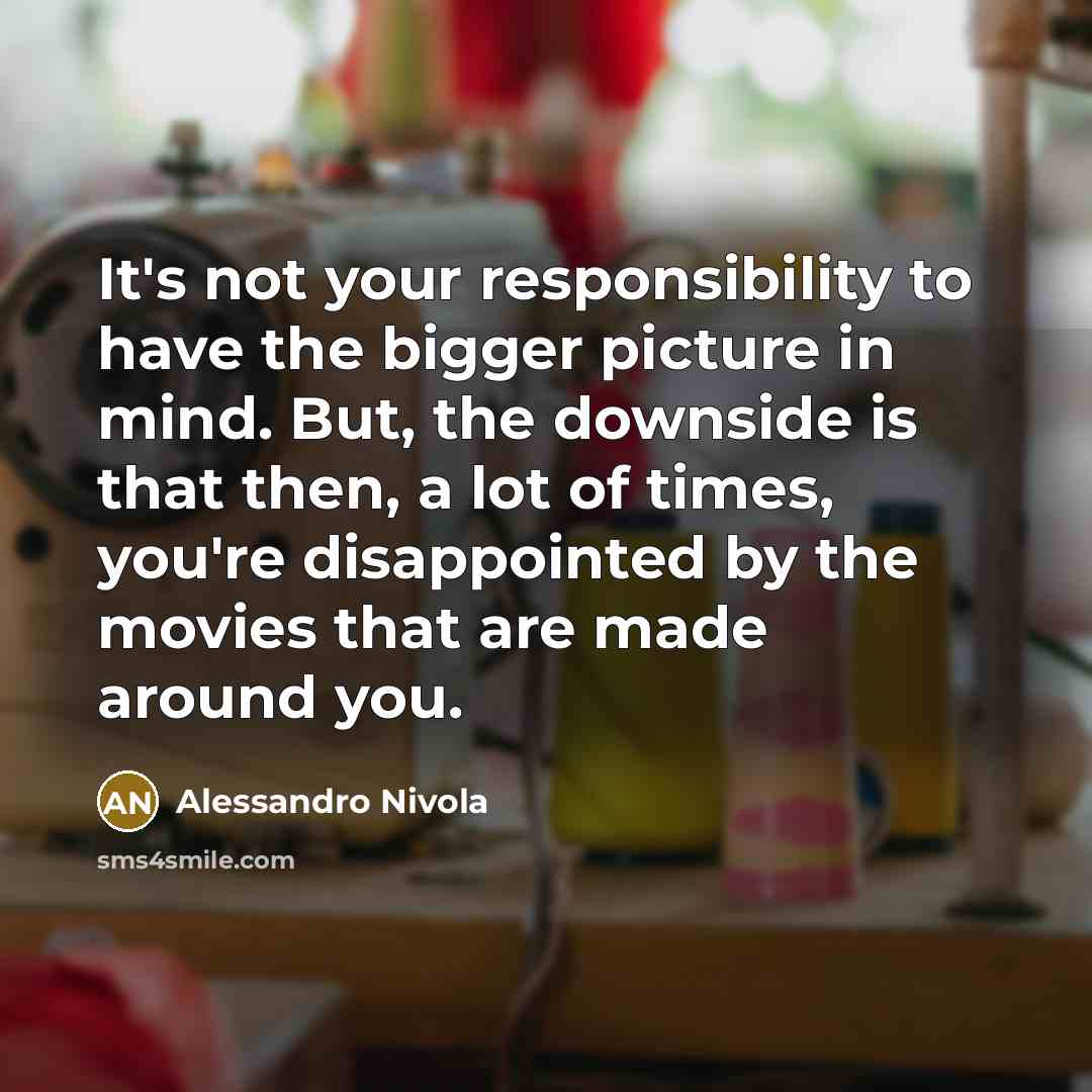 “It's not your responsibility to have the bigger picture in…” quote by Alessandro Nivola