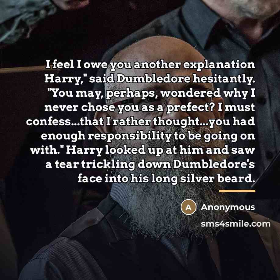 “I feel I owe you another explanation Harry," said Dumbledore…” quote by Anonymous