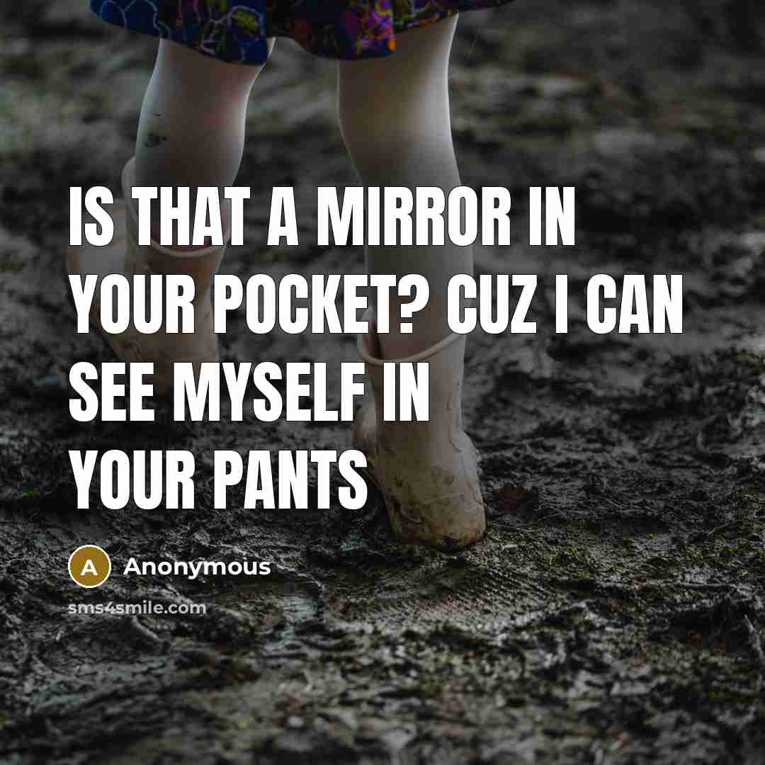 “Is that a mirror in your pocket? cuz I can…” quote by Anonymous