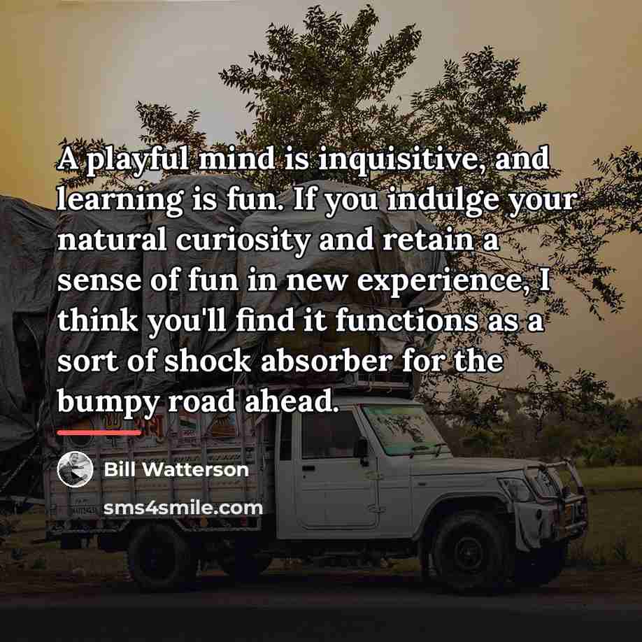 “A playful mind is inquisitive, and learning is fun. If…” quote by Bill Watterson
